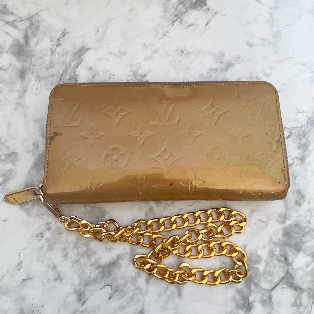 LOUIS VUITTON Monogram Vernis Zippy Champagne gold wallet - Picture 8 of 10